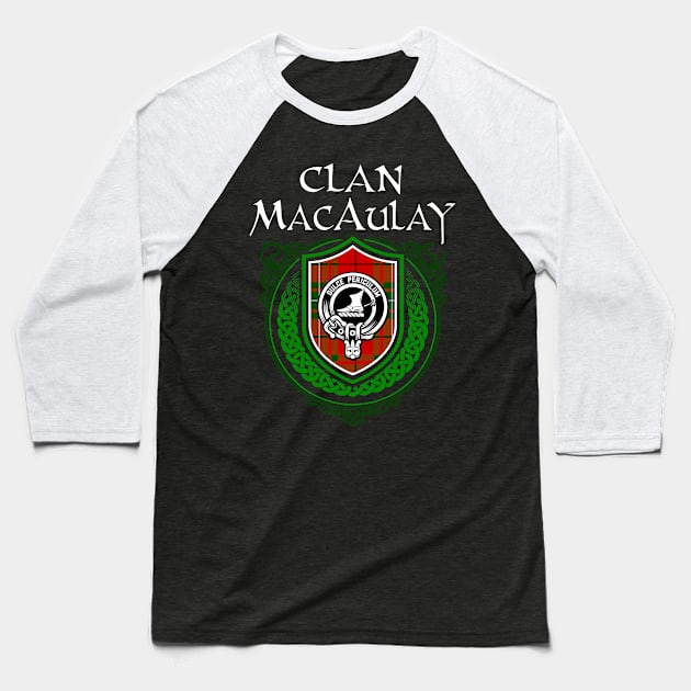 Clan MacAulay Surname Scottish Clan Tartan Crest Badge Baseball T-Shirt by Celtic Folk